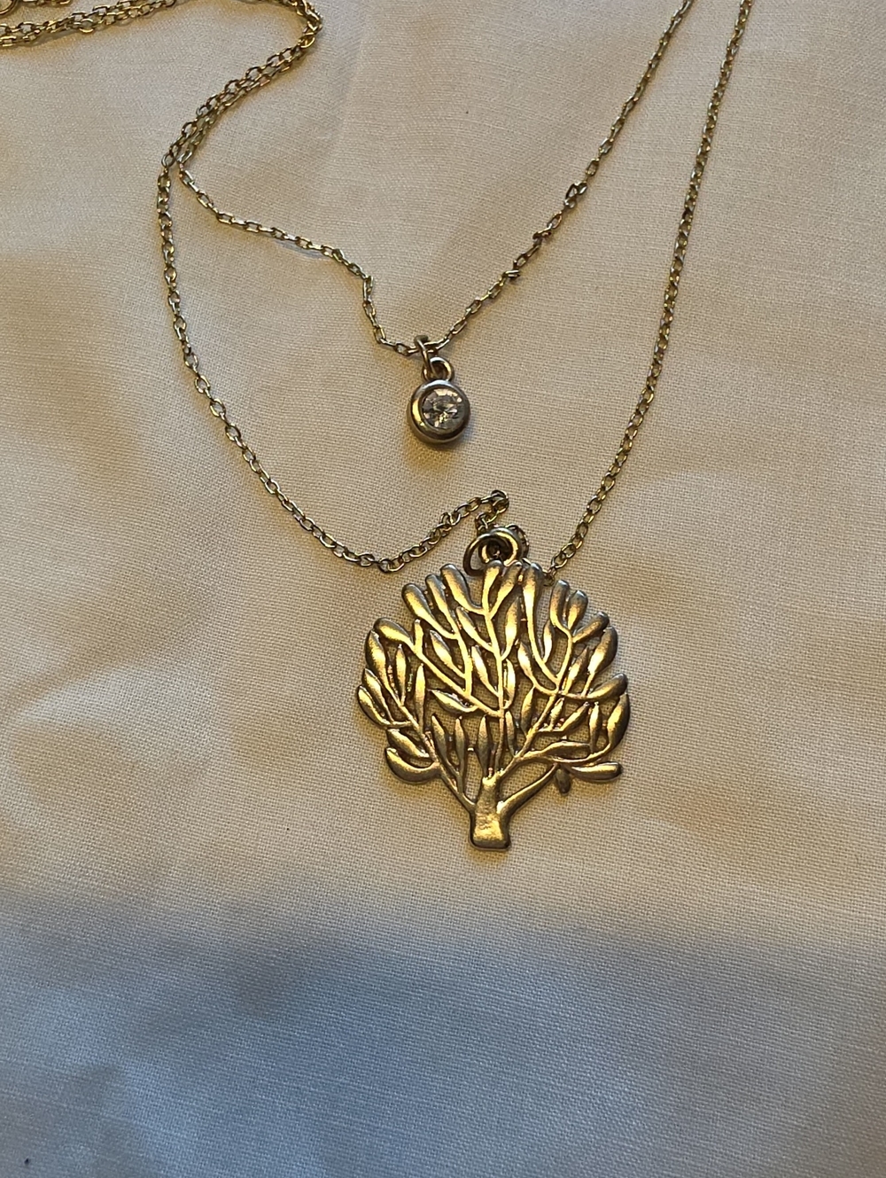 Gold-Tone Tree of Life Pendant Necklace with Crystal Charm
